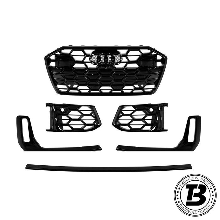 Set Grile laterale si Grila Centrala compatibila cu Audi A6 C8 RS6 Design