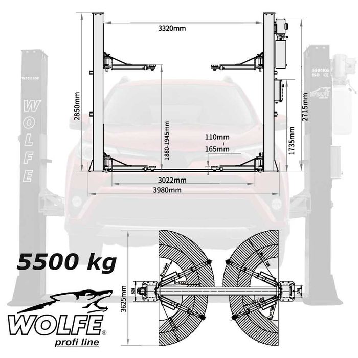 Подемник за бусове 5,5 тона WOLFE Premium Line