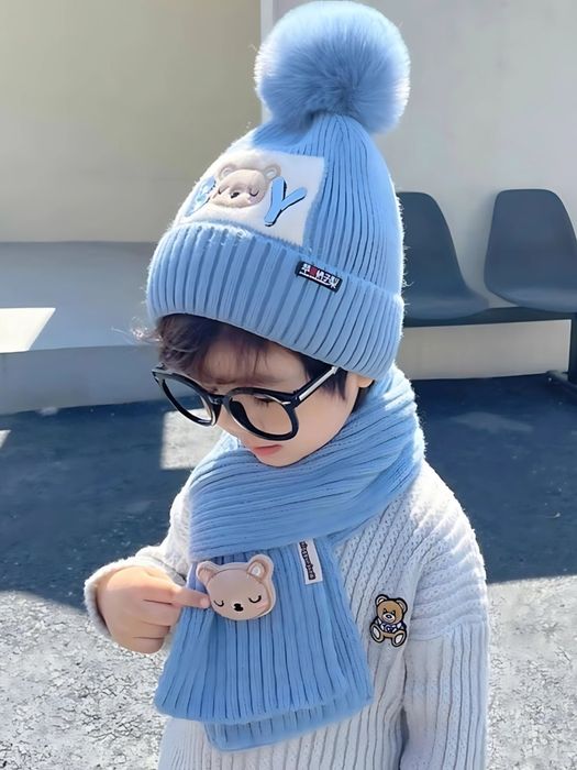 Шапка и шарф для детей, головной убор для детей