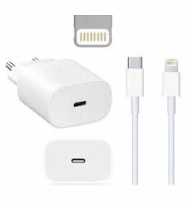 Iphone 14/15/16/PRO/MAX/PLUS Incarcator Priza Fast 20W + Cablu 1M Alb