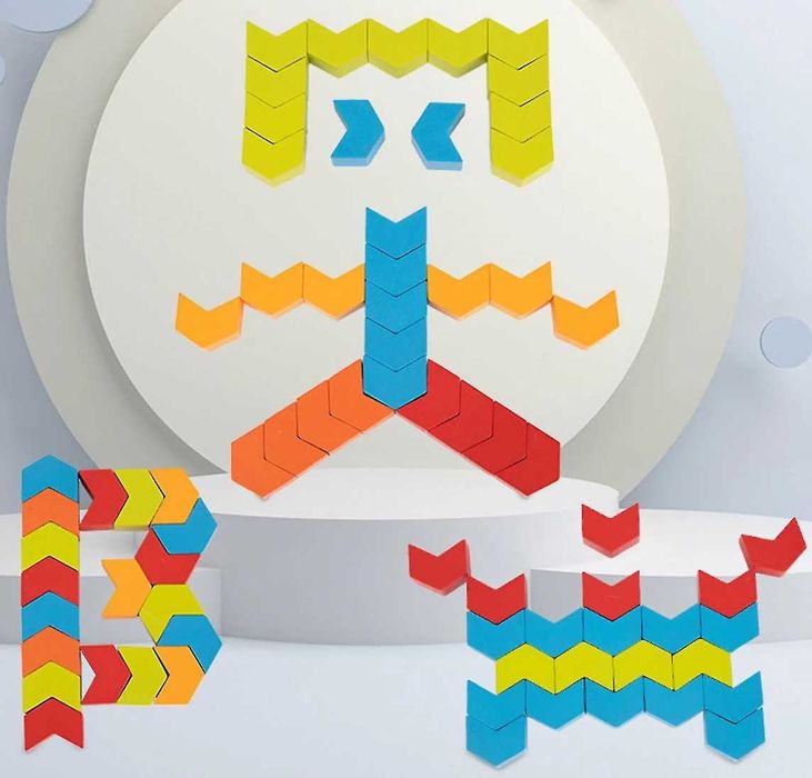 Логическа дървена игра с 42 части - мозайка с включени карти