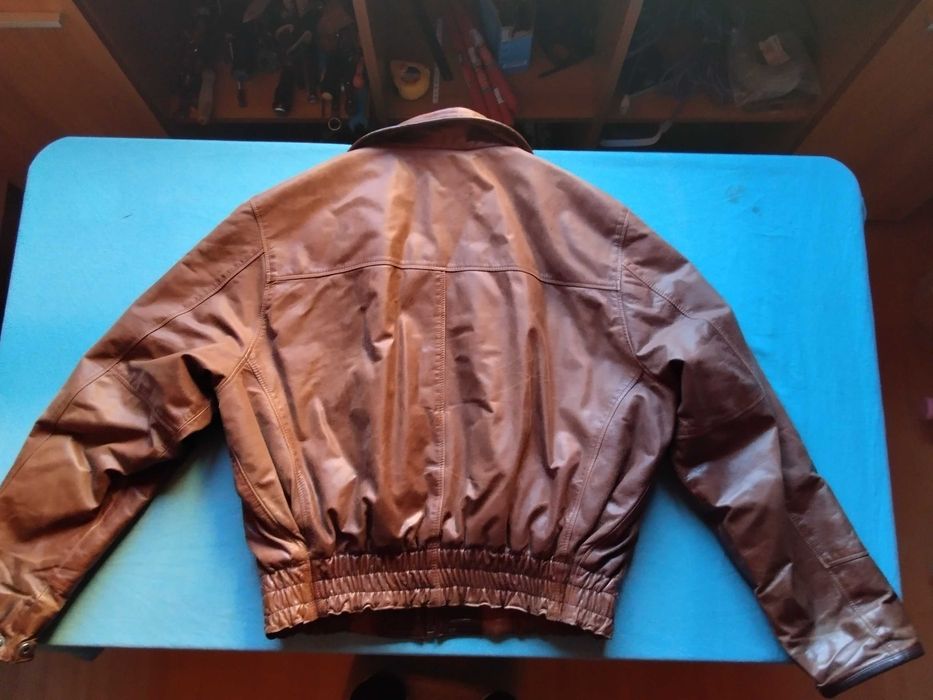 голямо мъжко тузарско яке XL от естествена кожа до кръста-ТОП ГЪН