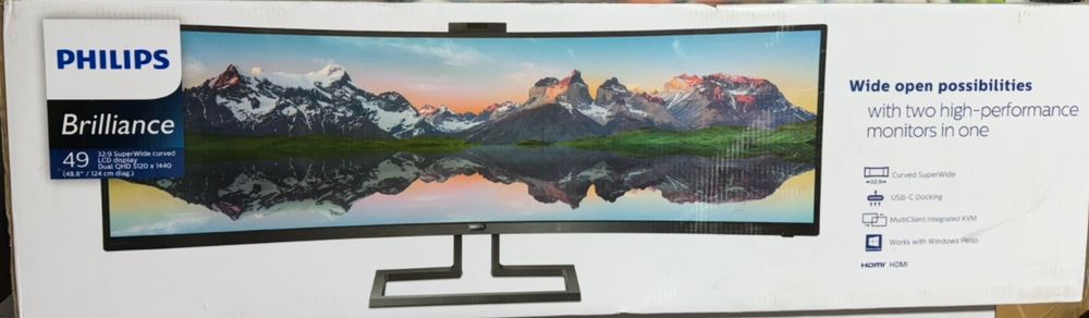 Monitor curbat LED Philips 499P9H, 48.8", Ultra wide, 32:9, 1800R, 5k