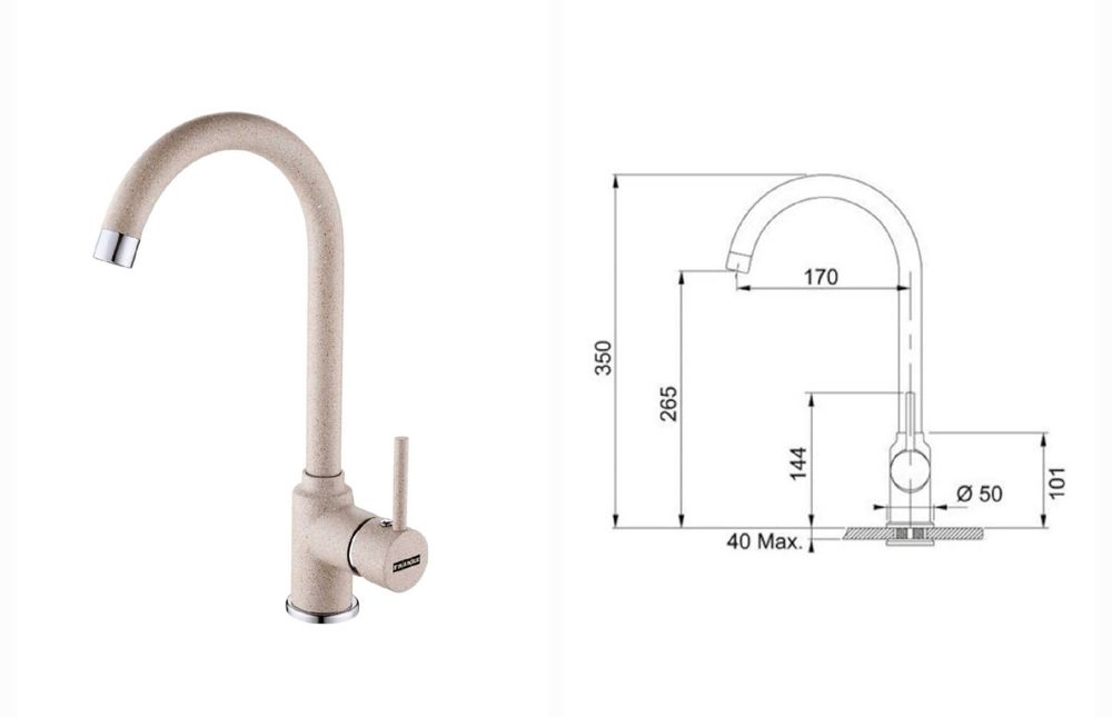 Baterie bucatarie Franke Pola 1.0, monojet, cartus ceramic, Avena