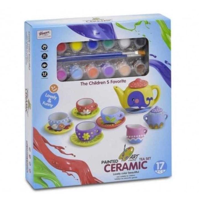 Творческа игра - керамичен сервиз за чай за рисуване