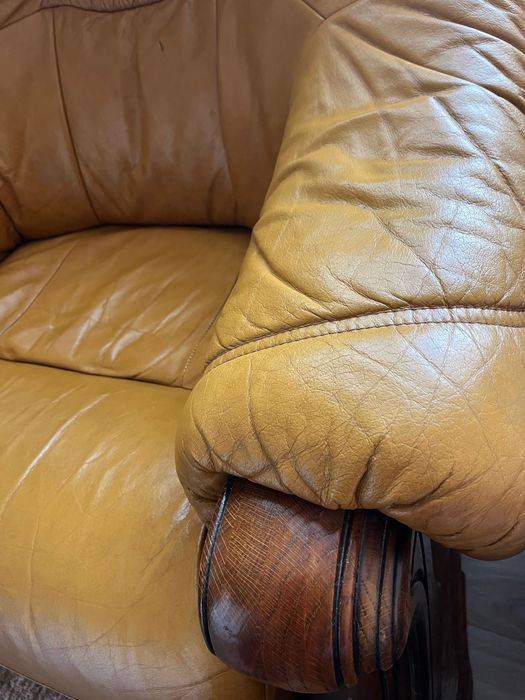 Ретро кресла от естествена кожа 2 бр