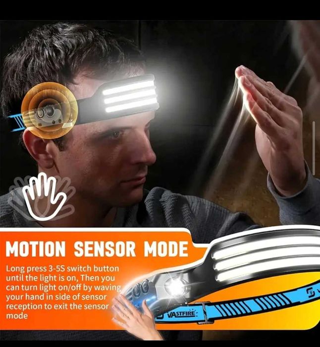 LED челник със сензор за движение и фенерче