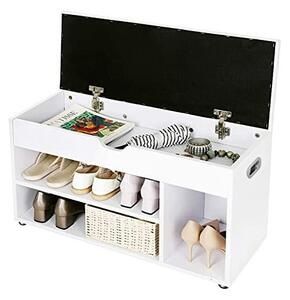 Бяла кожена пеика тип шкаф за обувки с рафтове !