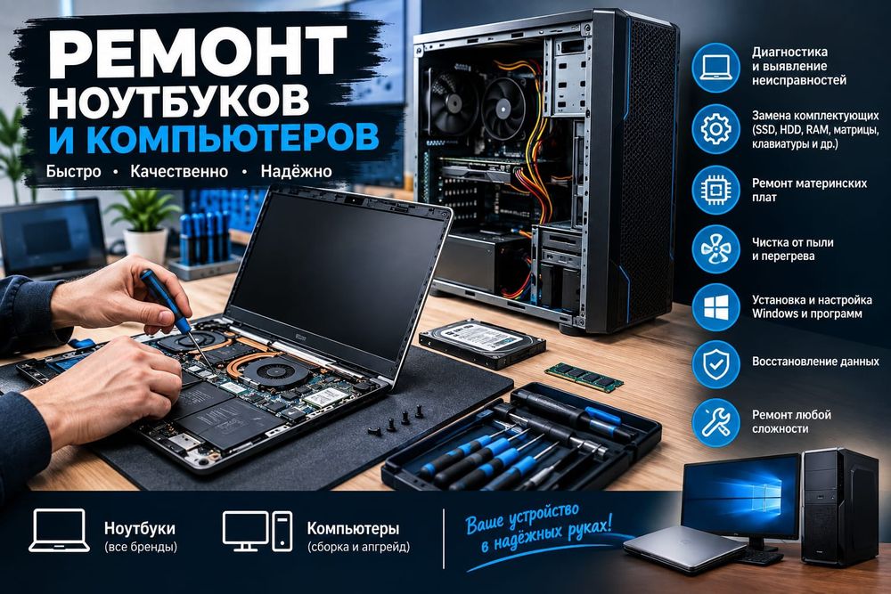 Ремонт Ноутбуков, Компьютеров, Моноблоков, Планшетов