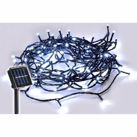 Solar Fairy Lights - 4.9m 100L White LED Solar Fairy lights on Green Cable