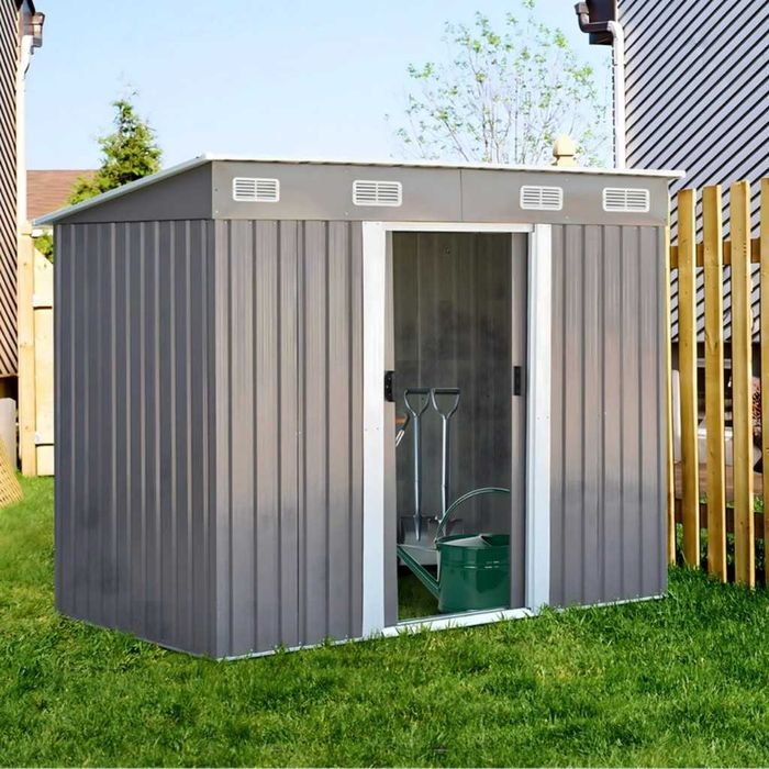 Метална градинска къща за инструменти с вентилация и заключване