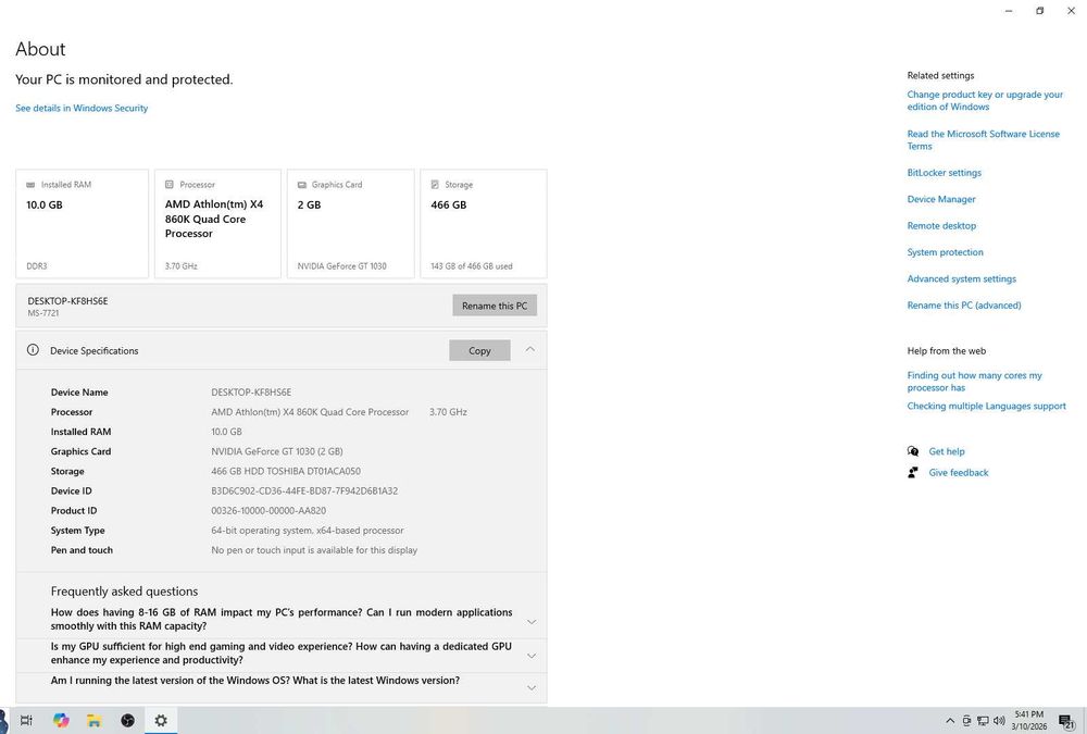 PC Deluxe | Quad Core | 10gb RAM | GT 1030 2gb | 500gb HDD| W10