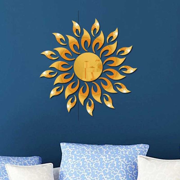 Set Oglinzi din PVC Design 3D GOLD SUN Oglinzi Decorative 27 buc/set