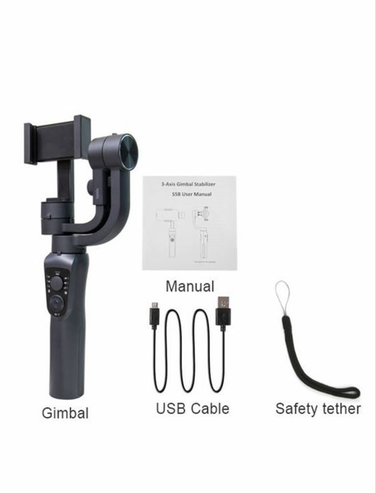 Стабилизатор за телефон, Gimbal Stabilizer, 3-осов, Черен