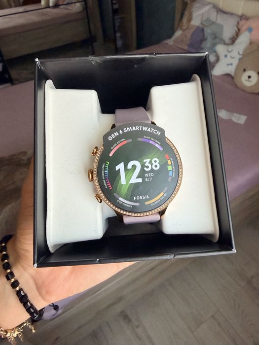 Ceas smartwatch Fossil Gen6 FTW6080, Lavender Silicone, Rose Gold