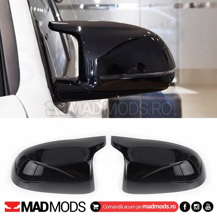 Set capace oglinzi M BMW X3 F25 X4 F26 X5 F15 X6 F16, Negru lucios
