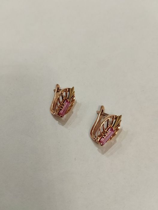 Золотые серьги, Гранатит 583 проба СССР