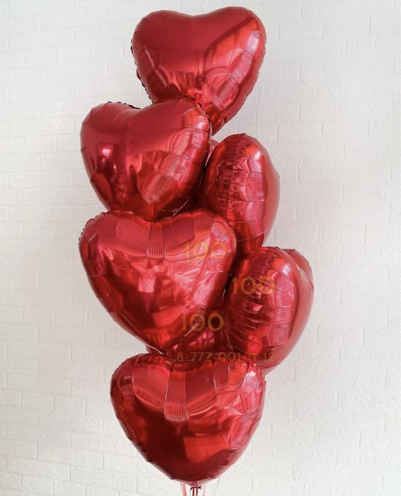 воздушные шары, фольгированные сердца