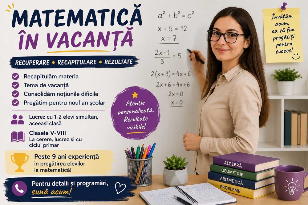 MATEMATICĂ în vacanță – Fără stres, cu rezultate!