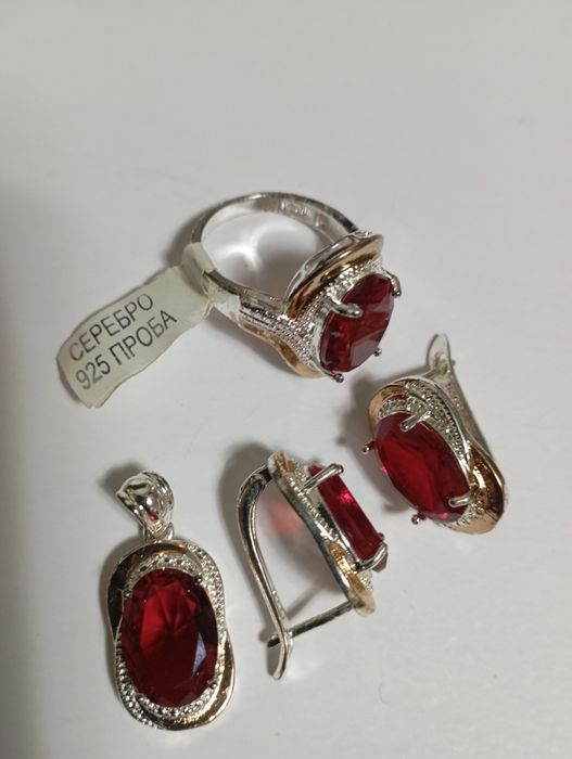 Серебро 3 набора, серьги, кольца