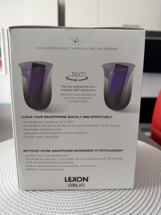 Incarcator wireless cu sterilizator UV Lexon Oblio, 10W, Negru