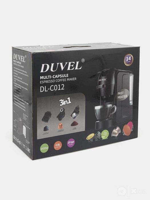 Капсульная кофеварка Duvel DL-C012 + молотое кофе 3в1, год гарантии.