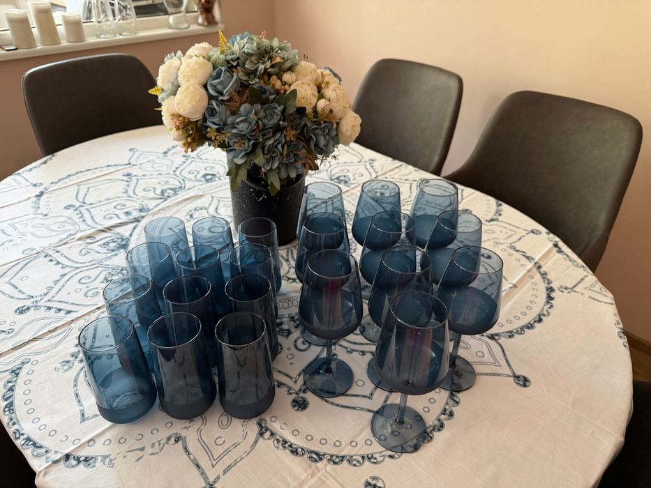 Стъклени чаши за вино 490 мл, 10броя, Matte Blue, 10броя за вода/безалкохолно