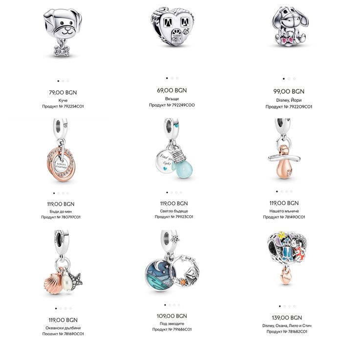 Талисмани Пандора гривни Pandora charms