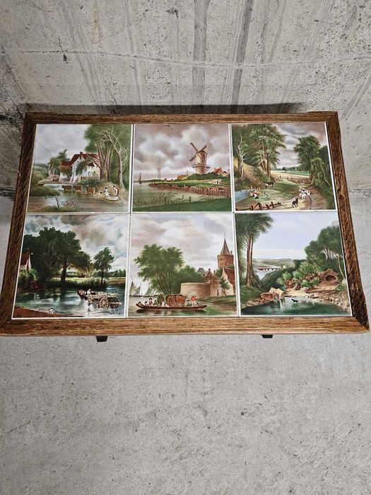 Помощна масичка от ковано желязо и плочки в ретро стил