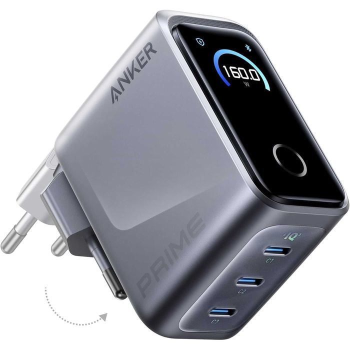 Anker Prome GaN 2.0 USB-C зарядно за стена, до 160W обща максимална мощност
