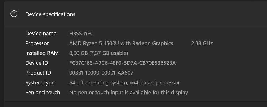 Лаптоп Honor Magicbook 15 - Ryzen 5 4500U, 8GB RAM, 256GB SSD