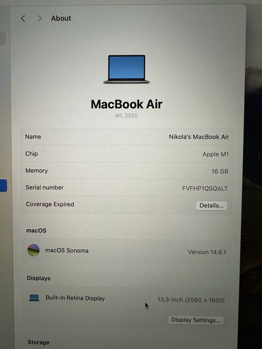 Apple 13.3" MacBook Air, Apple M1