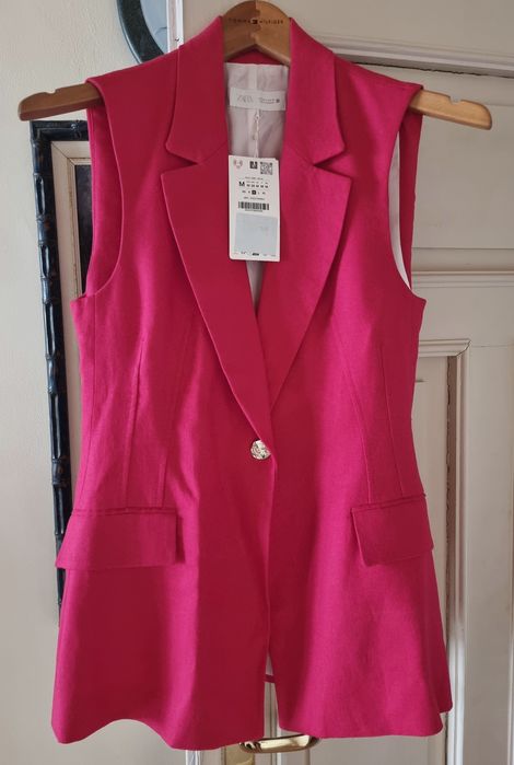 ZARA 100% лен нов, с етикет костюм панталон и елек