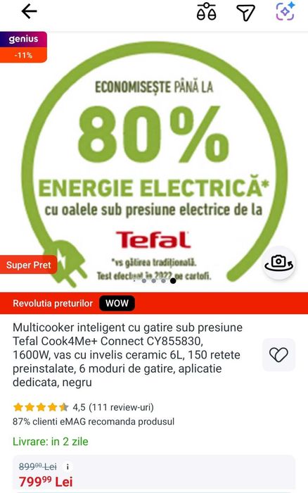 Multicooker inteligent Tefal, ca nou