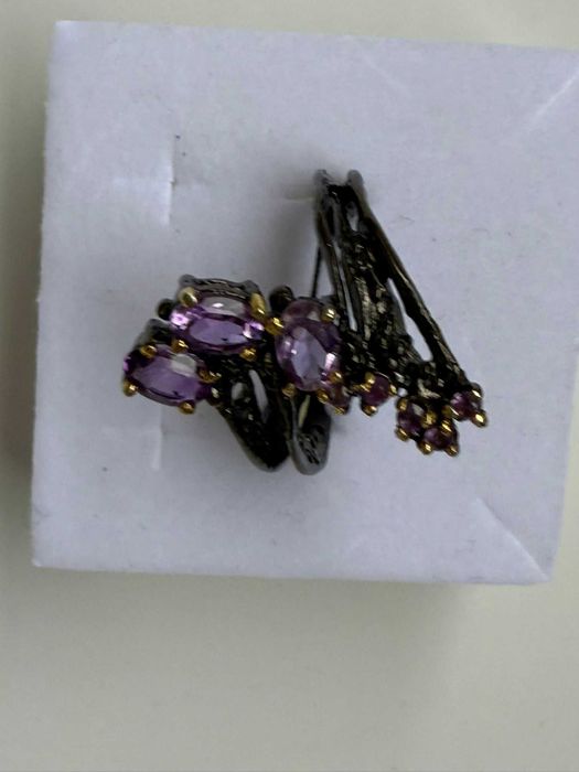 Inel Luxury- Ametist natural si argint 925- Rhodium negru