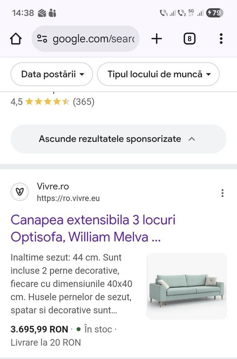 Canapea extensibila verde mint!