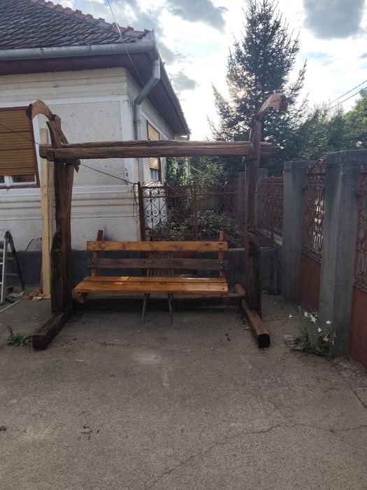 Leagăn de grădină rustic din lemn masiv. Unicat !