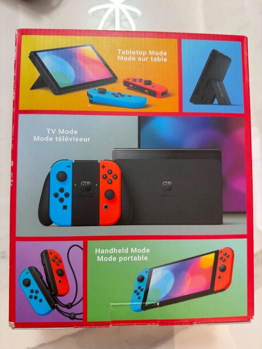 Nintendo Switch OLED (64GB) + 256GB MicroSD + EA FC 24 – Пълен комплект, КАТО НОВ!