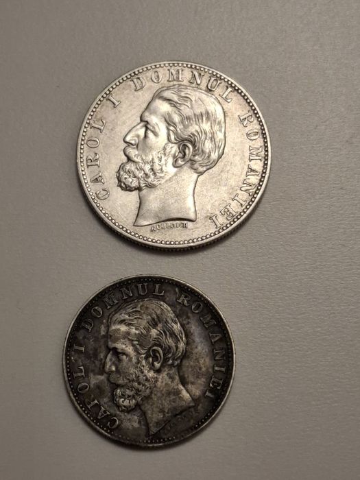 Monede vechi argint România 1 leu și 2 lei 1881