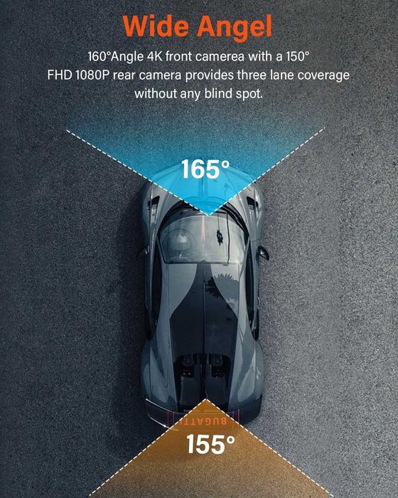 4K видеорегистратор за автомобили отпред и отзад, WiFi, GPS, 64GB SD