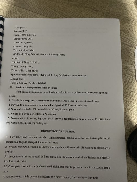 Vând proiect Ingrijirea pacientului cu hipertensiune arteriala