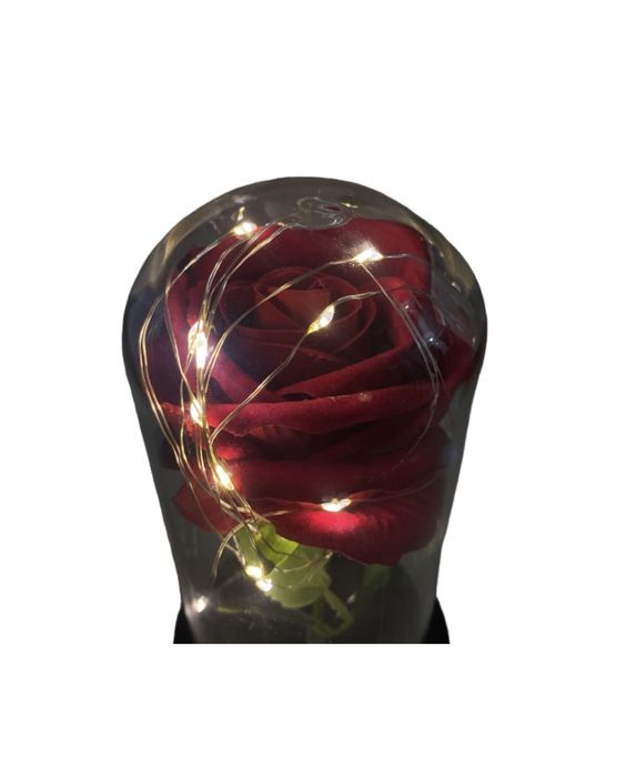 Trandafir in Cutie CADOU CU LED in CUPOLA de Sticla