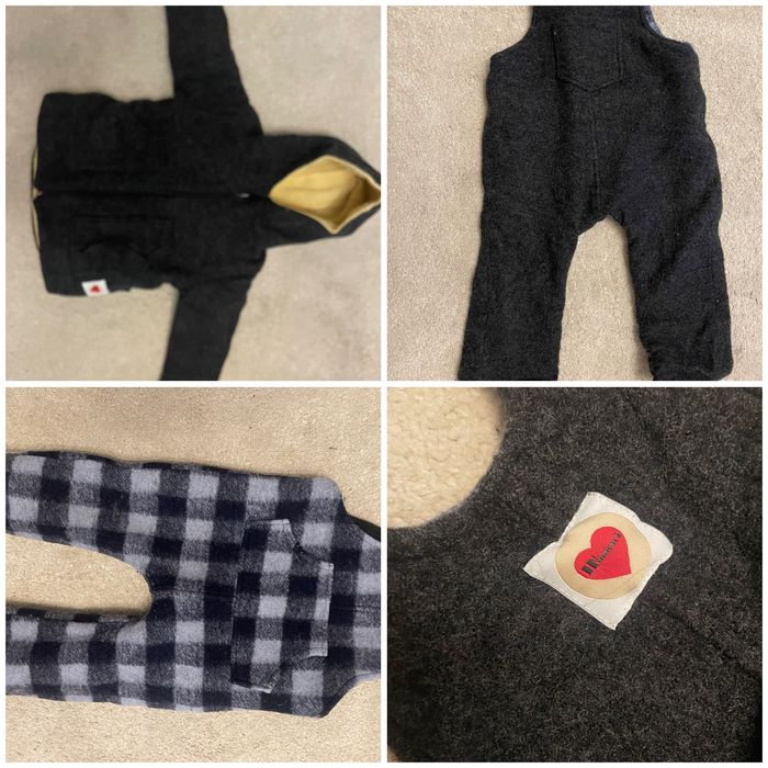 Set lana fiarta copii geaca si salopeta Inimioara 1-3 ani