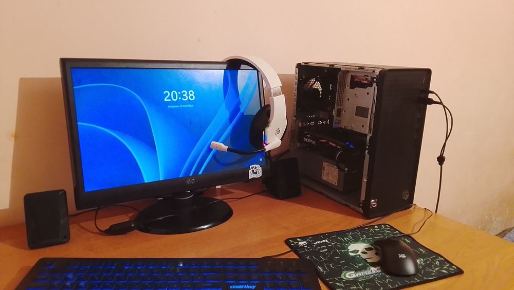 Игровой ПК Ryzen 5 3400G + RX 570 4GB, монитор и полный комплект