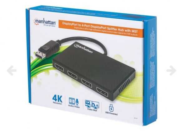 Splitter Multiplicator 1 la 4 x Display port, MANHATTAN