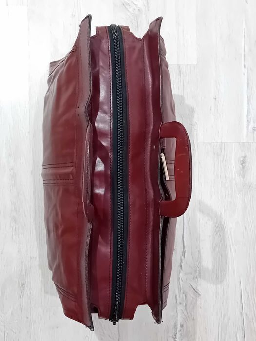 Geantă de mână din piele naturală roșu vin - Geantă messenger Boss