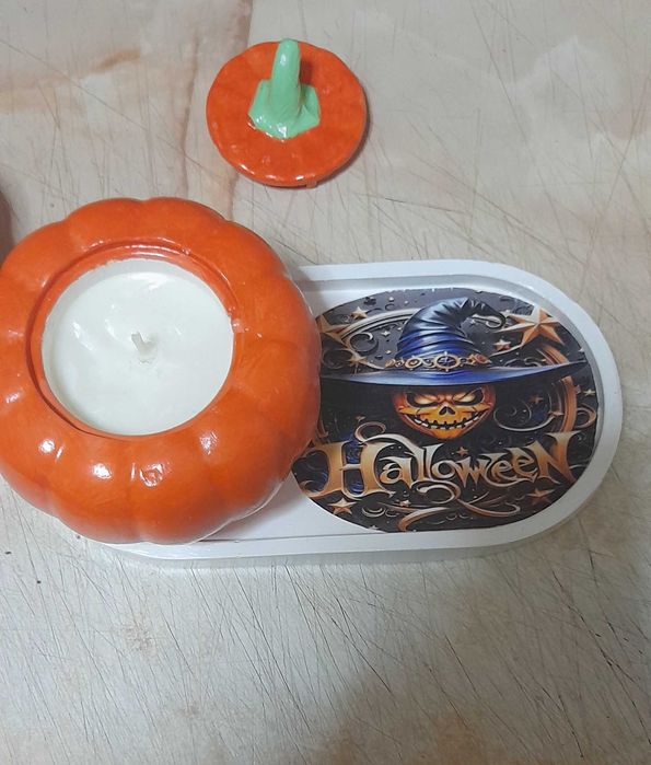 Dovleci cu ceara din soia și tavita pt halloween