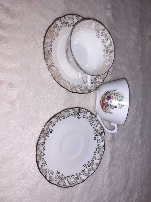 Set cafea portelan frantuzesc F.D. Chauvigny desene asiatice