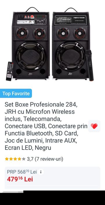 Boxe profesionale JRH cu microfon inclus NOI