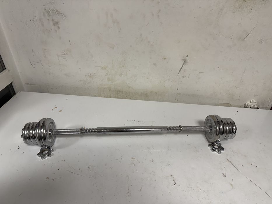 Gantere cu bara de legatura otel crom, pret 350 lei